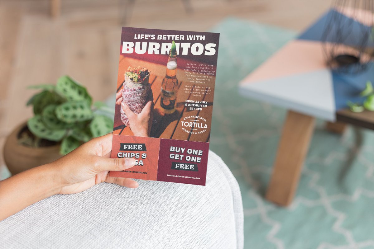 What's not to love about tacos &amp; burritos?

<a href="/tortillauk/">Tortilla</a>  rolls into Belfast to open its first NI restaurant on 21st July.

We've been helping with leaflet distribution to get the word on the street, so look out for some great introductory offers on their fresh, feel-good food.