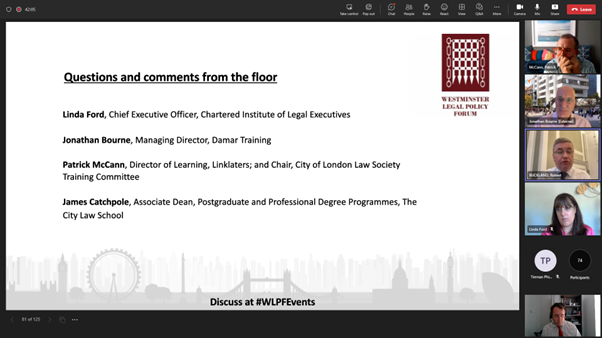 JamesCatchpole's tweet photo. Great to have been part of a fantastic discussion on the Next Steps for Legal Education and Training, hosted by the @WLPFEvents.

#citylawschool #sqe #excellence #CityUniLondon #wbfevents https://t.co/a0JBVzboqq