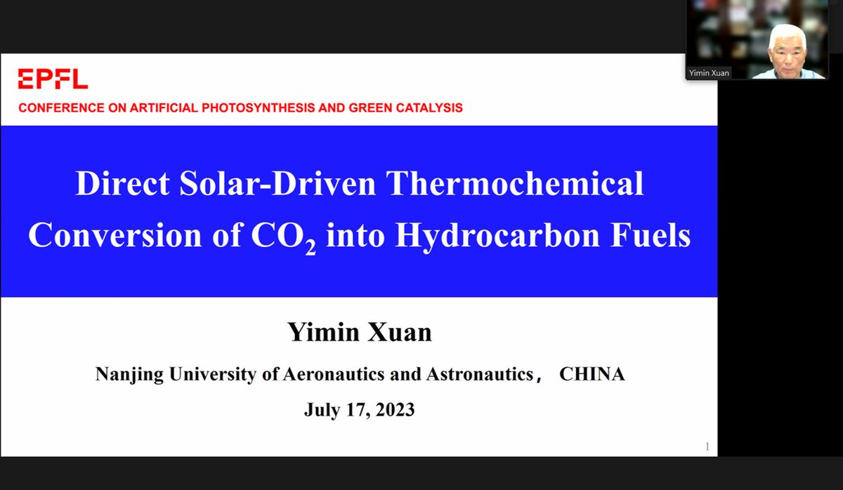 CAPGC23's tweet photo. In the next online talk, Prof. Yimin Xuan, from Nanjing University of Aeronautics and Astronautics, presented an interesting talk on "Direct Solar-Driven Thermochemical Conversion of CO2 into Hydrocarbon Fuels".
#CAPGC2023 #hydrogen
#112CO2 #SUN2CHEM #methanedecomposition https://t.co/51ORJqpYmO