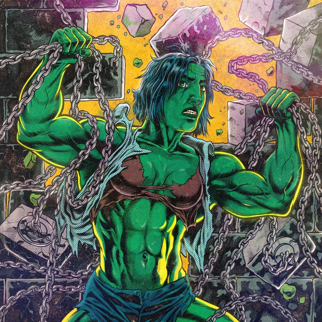 I really wanted to do a tougher-looking She-Hulk. My son and I recently got to see @rhearipley_wwe for the first time and I instantly thought, now she should play She-Hulk! She was the inspiration for this drawing. Enjoy! #hulk #shehulk #comic #comics #comicart #comicbook https://t.co/b34IbGE2Oz