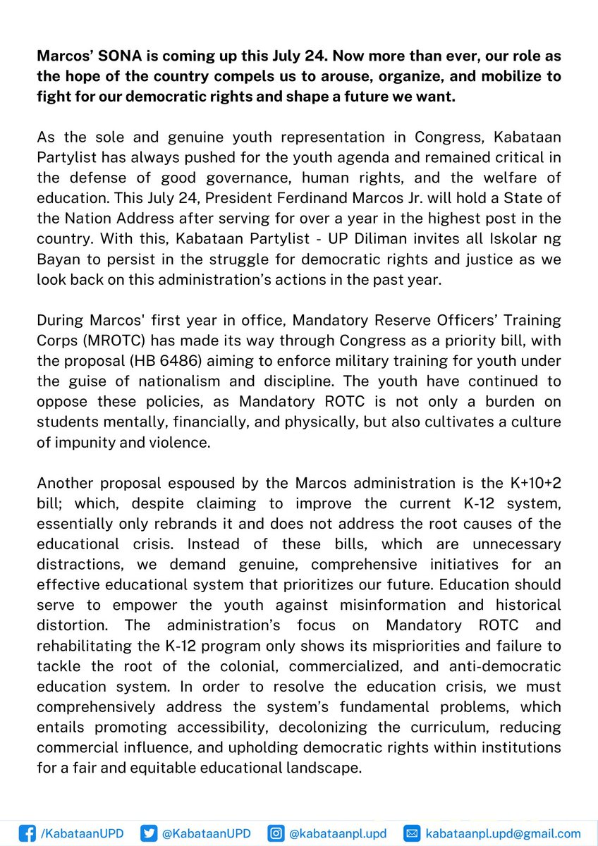 KabataanUPD's tweet photo. Read Kabataan Partylist-UPD's statement here:
https://t.co/7XW5vnBKnS

Join KPL-UPD: https://t.co/txMsiVsAEK https://t.co/5kD3zYy4Y5