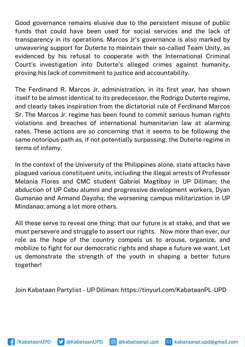 KabataanUPD's tweet photo. Read Kabataan Partylist-UPD's statement here:
https://t.co/7XW5vnBKnS

Join KPL-UPD: https://t.co/txMsiVsAEK https://t.co/5kD3zYy4Y5