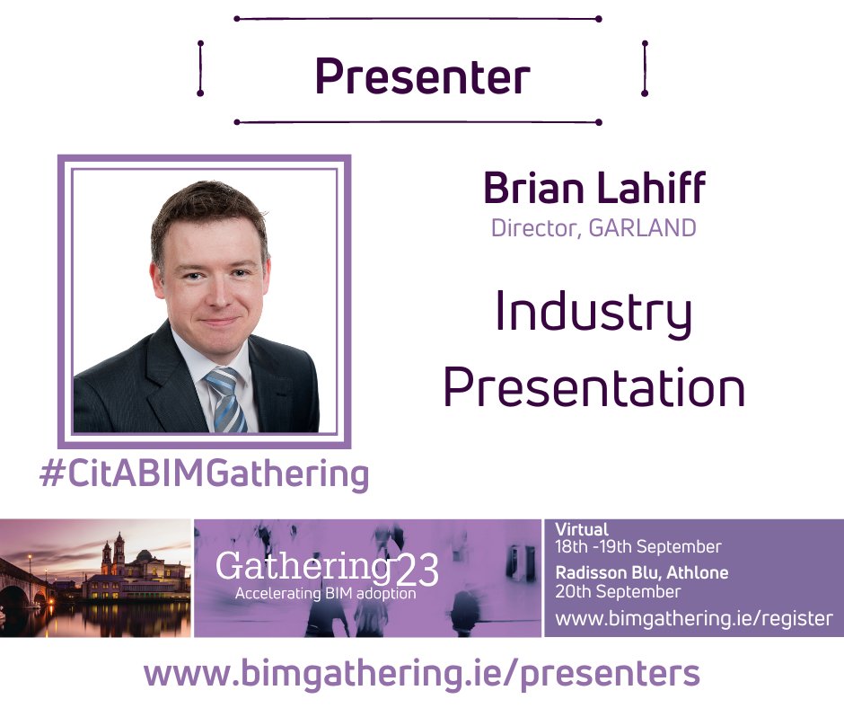 We are pleased to have Brian Lahiff from <a href="/consultgarland/">GARLAND</a>  as one of our Presenters for this years CitA BIM Gathering.

Get your early bird tickets now to be part of this amazing event. Don't miss out!

Register Here: buff.ly/3CAbKBW

#CitABIMGathering2023 #aecindustry