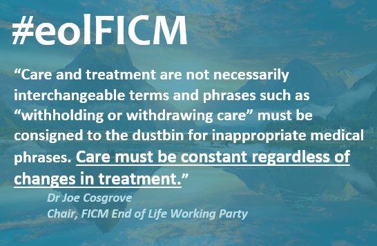 JosephCosgrove7's tweet photo. Latest info sheet from @ICUsteps
about patients who may be dying on ICU. Uncertainty features heavily &amp; it's important to understand that Care should be permanent, even though treatments may change or become inappropriate for the dying. https://t.co/Q8pPHHBtPt