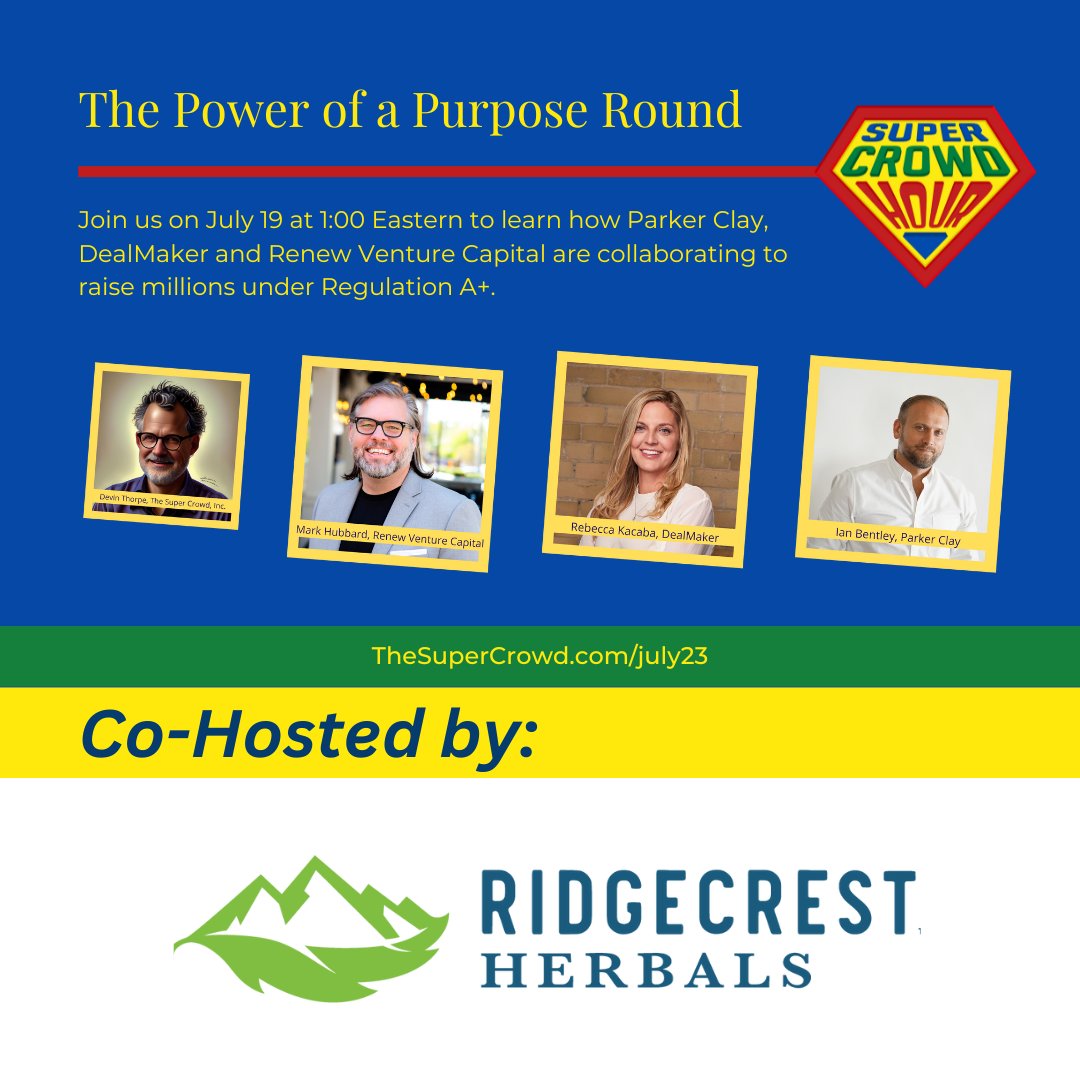 Devin D. Thorpe (@devindthorpe) on Twitter photo Register for #SuperCrowdHour and get your #FREE ticket with this link: events.humanitix.com/supercrowdhour…
<a href="/RCHerbals/">RidgeCrest Herbals</a>
#ImpactCrowdfunding #DiverseFounders #SocialEntrepreneurs #CommunityCapital #ImpactInvestors #RIC #InvestmentCrowdfunding Register for #SuperCrowdHour and get your #FREE ticket with this link: events.humanitix.com/supercrowdhour…
<a href="/RCHerbals/">RidgeCrest Herbals</a>
#ImpactCrowdfunding #DiverseFounders #SocialEntrepreneurs #CommunityCapital #ImpactInvestors #RIC #InvestmentCrowdfunding