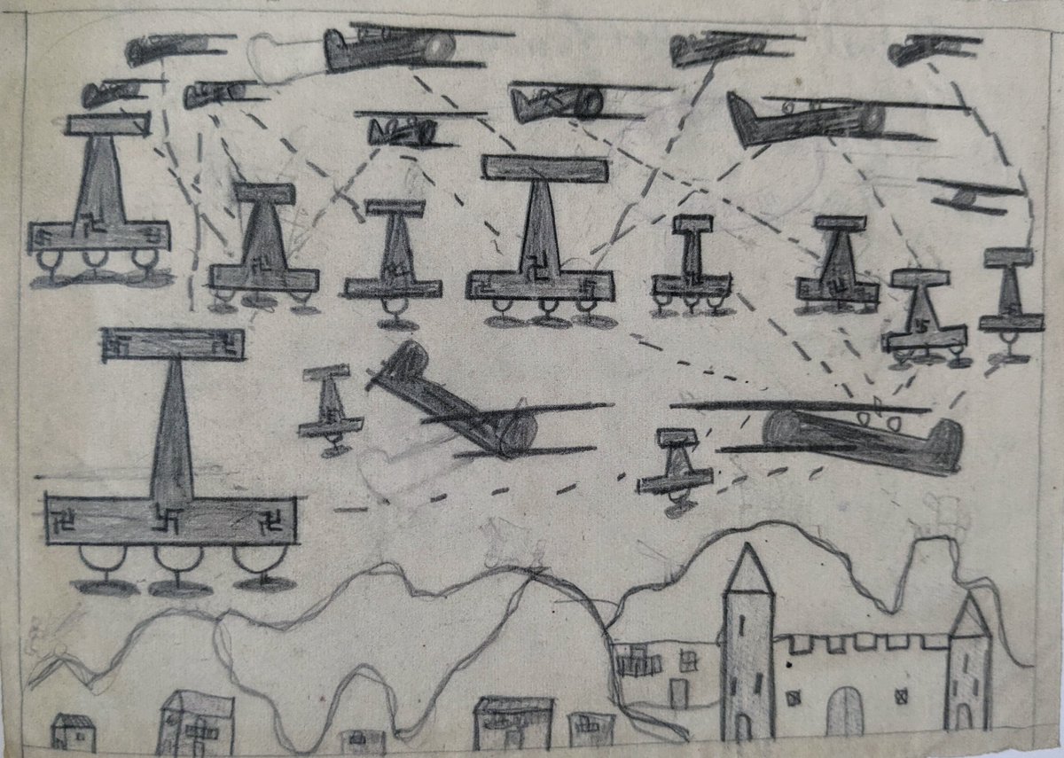 PequenhaciudadP's tweet photo. Dibujo de un nene de 10 años de Burriana en la colonia escolar del 38, sí, Burriana, donde el concejal fascista censuró varias revistas infantiles.

El FASCISMO siempre ha estado ahí, pero antes al menos se le combatía. Luchen contra el fascismo, defiendan a la infancia #antifa https://t.co/UsRIfmpaPj