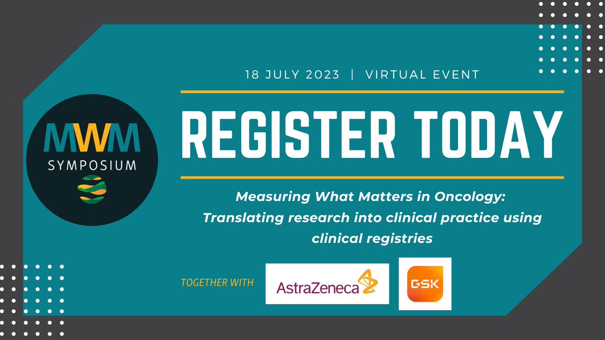 🚩 Last call! Registration for the 2023 Measuring What Matters Symposium closes TODAY, 17 July. Register now at ow.ly/hvRR50OOeci!

#MWMsymposium #PROs #PROMs #ClinicalRegistries #Oncology #ClinicalData
