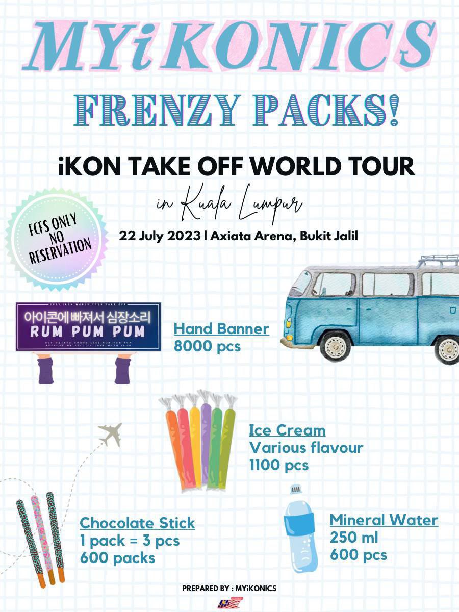 🚀 Hi iKONICs! 

Are you ready to Rum Pum Pum? We will be giving you MYiKONICS Frenzy Packs for iKON World Tour Take Off in Kuala Lumpur 2023. Find us and get yours! Available on a first-come, first-serve basis. See you there ❤️

📆 22 July, Sat
📍 Axiata Arena

#iKONinKL