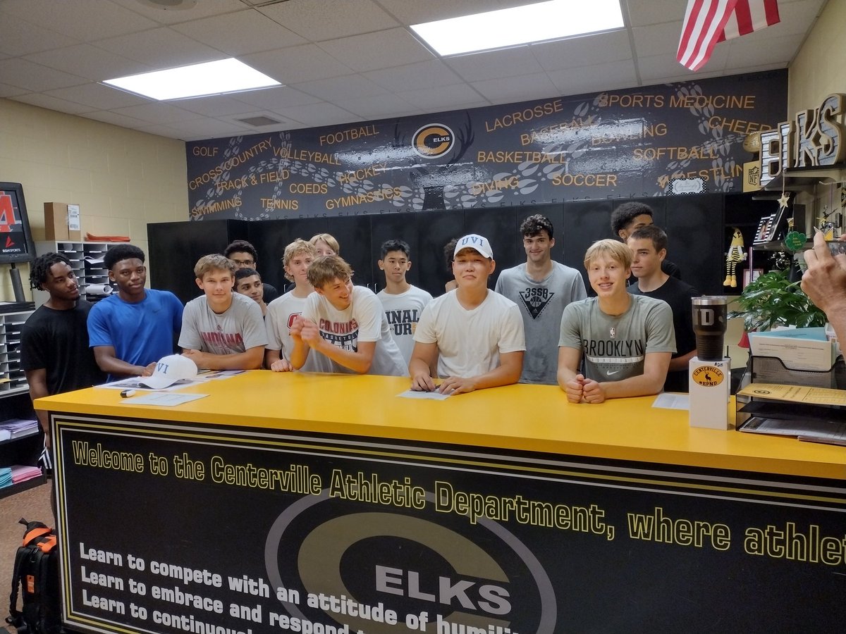 A huge shout out to Irmuun Mandakh for signing to continue his Education and Basketball Career at the University of Virgin Islands. Irmuun was a great player here at Centerville but had to move away but once an Elk always an Elk.