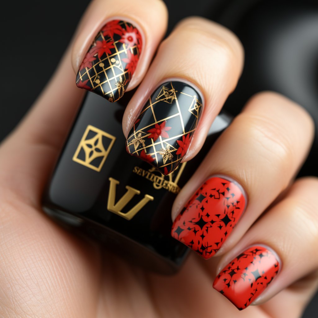 Set your style on fire with our Black and Red Nails. A fierce combination for the woman who's not afraid to express herself. #StyleOnFire #FierceFashion