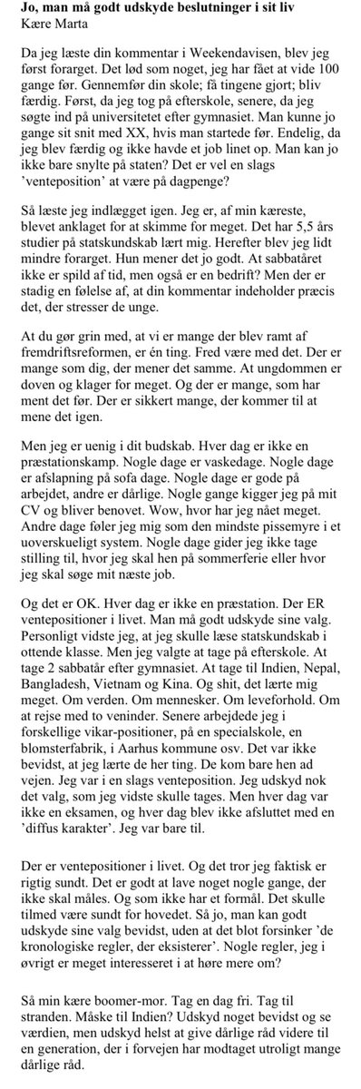 Man må godt udskyde beslutninger! Tage et sabbatår eller tænker over tingene. Det skrev jeg et indlæg om i <a href="/weekendavisen/">Weekendavisen</a> den 30. juni som et svar på shorturl.at/HY367 og hele den generation der støtter op om #præstationskultur og #fremdriftsreform.

Lang og kort version: