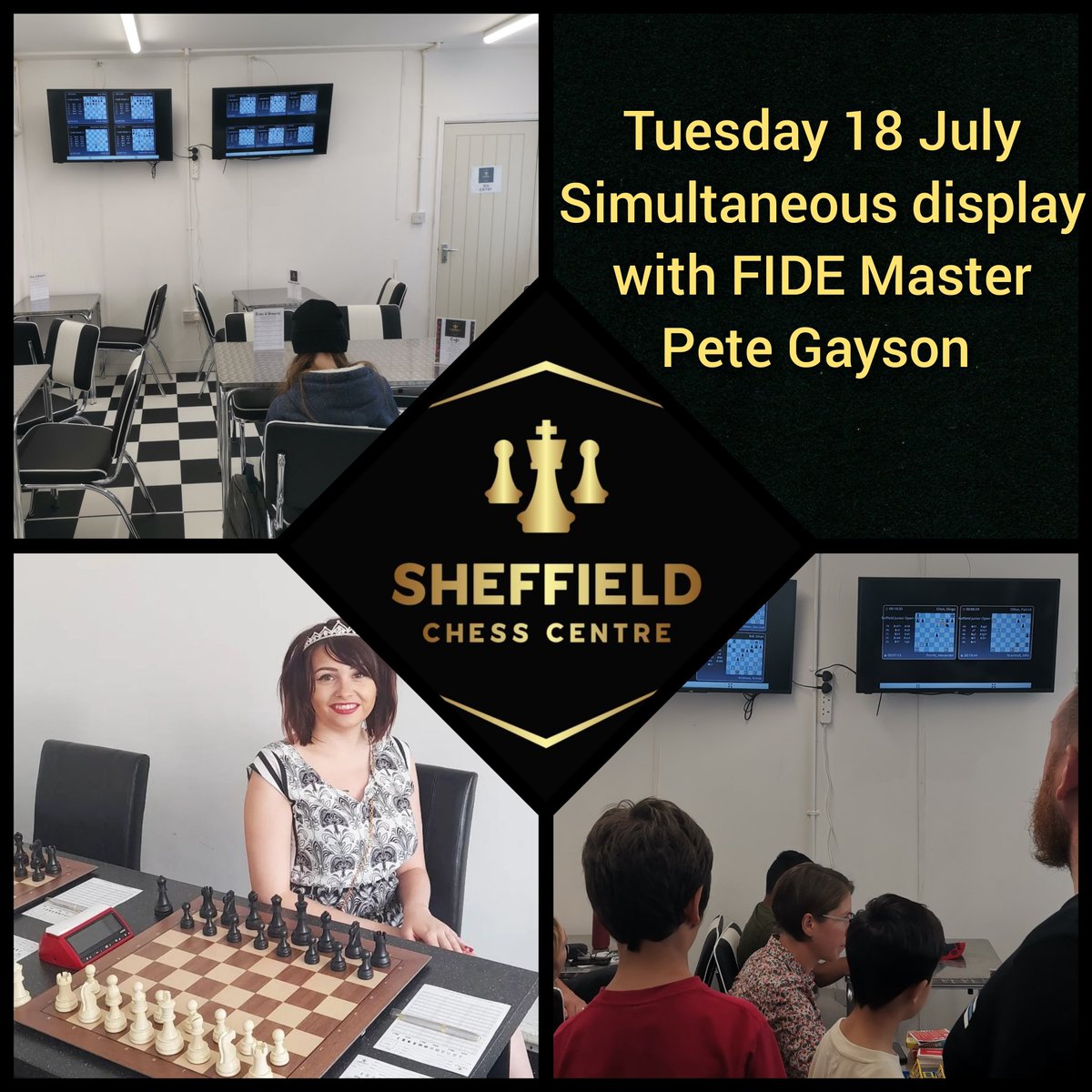 shefchesscentre's tweet photo. Tomorrow - simultaneous display with FIDE Master Peter Gayson.
(Club open 6pm to 9pm for U18s, simul will start at around 7.15pm). £5 for non-members, free if you join as a member.
#fidemaster #chessvenue https://t.co/b7LnY9KJ1p