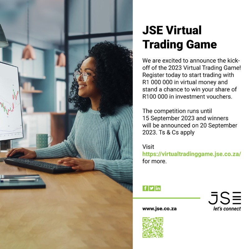 JSE_Group's tweet photo. Register for the JSE Virtual Trading Game and start trading risk free today.

T&amp;C’s Apply