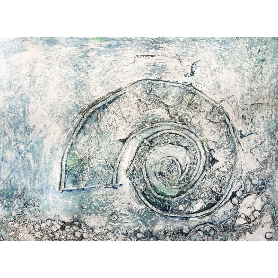 Check out the finished results of our year 8 collagraphs. Made using scrap pieces of grey board, netting, tissue paper, string, cardboard, masking tape, and foil. There are some really beautiful sea creature designs here and some amazing textures!
#printmakingart #printmaking