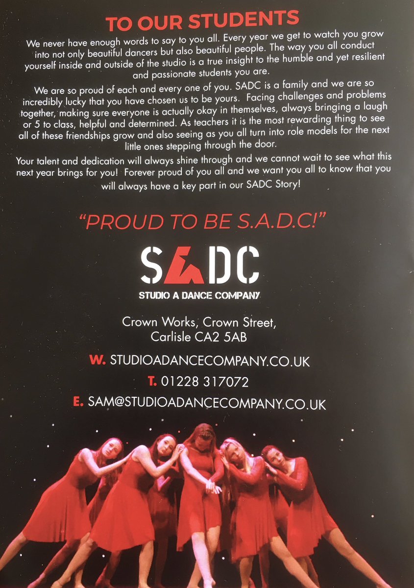 Enjoyed a brilliant show by Studio A Dance Company at @SandsCentre last night. Proud of my daughter who started dancing as a toddler and is now part of the Studio A team teaching the next generation. Never underestimate the value of encouraging children into creative activities.