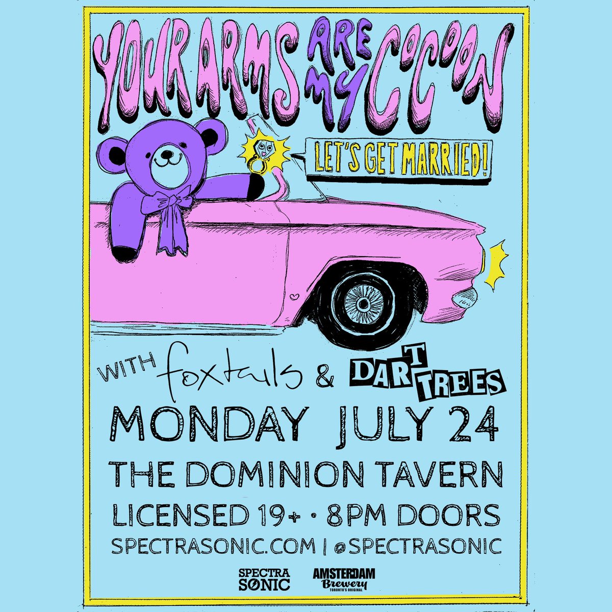 NEXT MONDAY 🔥 the midwest screamo of @urarmsrmycocoon with Foxtails & @dart_trees 🔥 Mon Jul 24 at the @dominion_tavern 🎟 spectrasonic.com and @VertigoOttawa