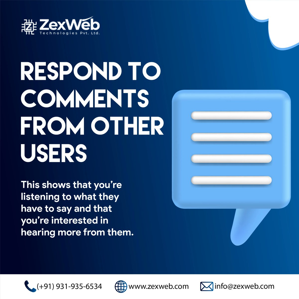 zexwebTech's tweet image. Nurturing connections, responding to comments with appreciation.

Visit Our Website: zexweb.com
Contact us: 931-935-6534
 Email: info@zexweb.com 

#zexwebtechnologies #noida #conversationcontinues #appreciateandreply #engagementmatters #acknowledgeandrespond #digital