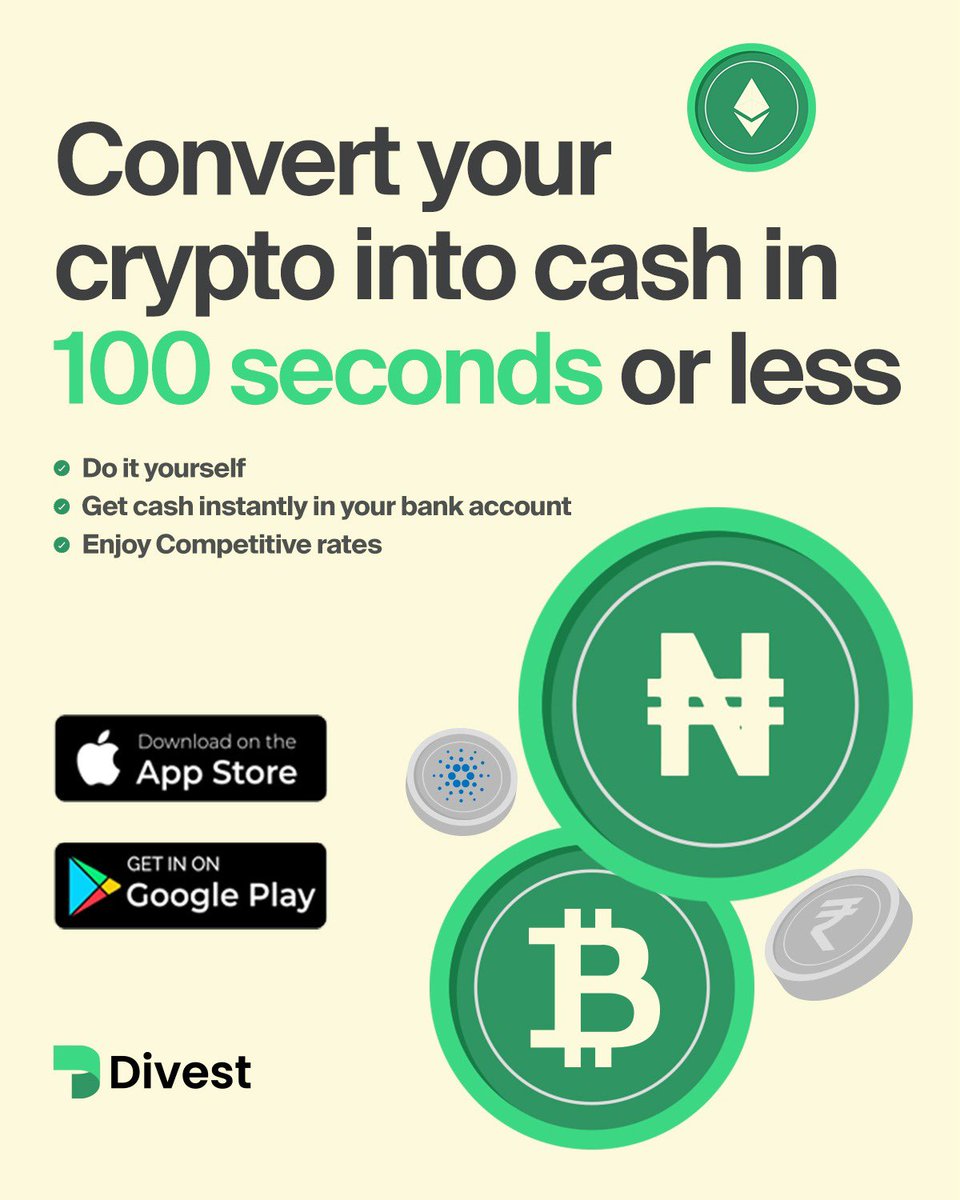 Ready to turn your crypto into your local currency in an instant? Divest  makes it easy and secure. Divest, gives you a unique wallet Address that  allows you to send your crypto