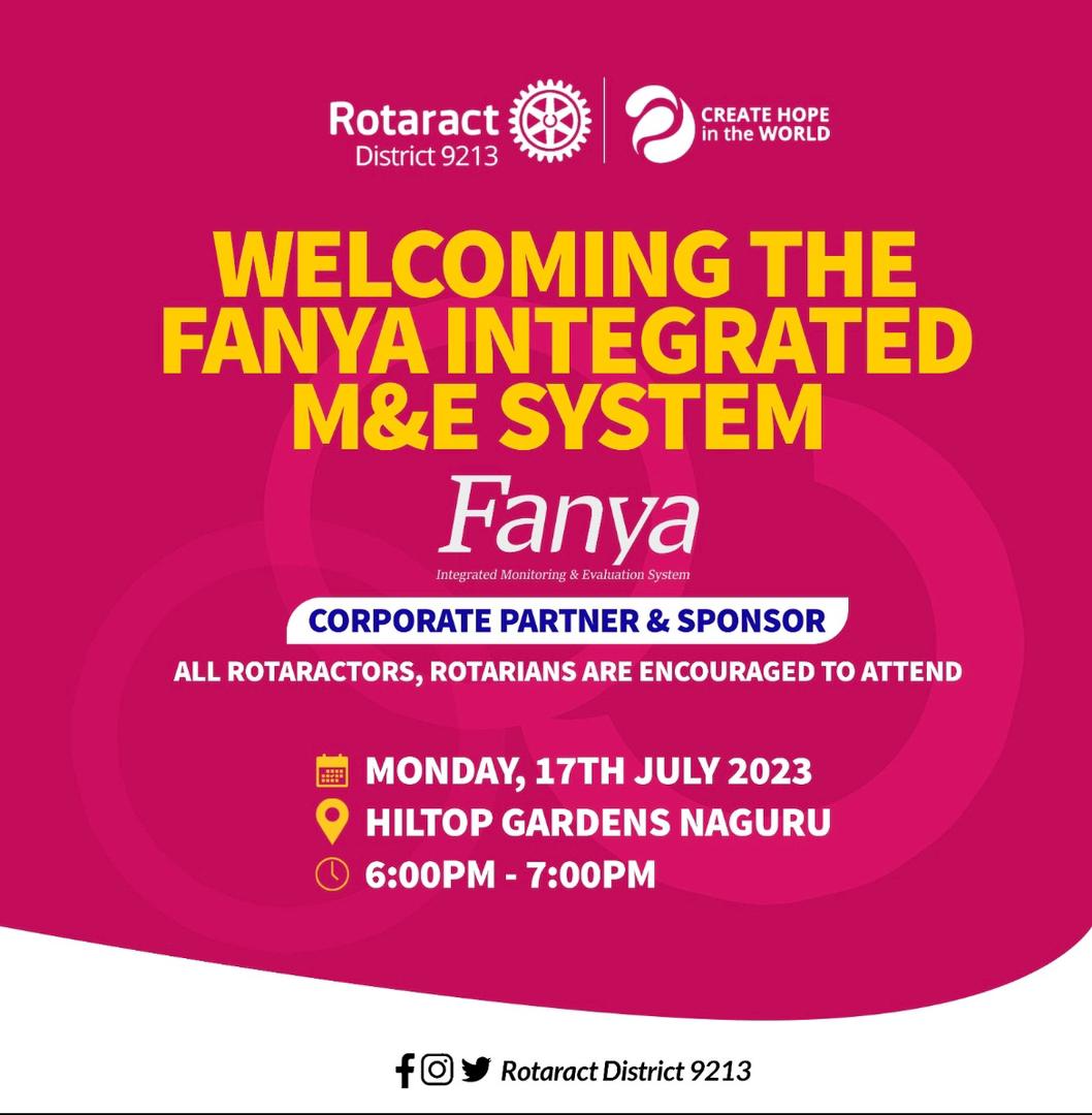 Don't forget to join us today as we host DRR  Emmanuel Lukeera <a href="/EmmaLukeera/">Emmanuel Lukeera</a>  for his Official Visit to the Club as well as launching the M&amp;E system.<a href="/RotaractD9213/">Rotaract District 9213</a> 

Time:6:00pm-7:00pm

  Venue: <a href="/HilltopNaguru/">Hilltop_Naguru</a>