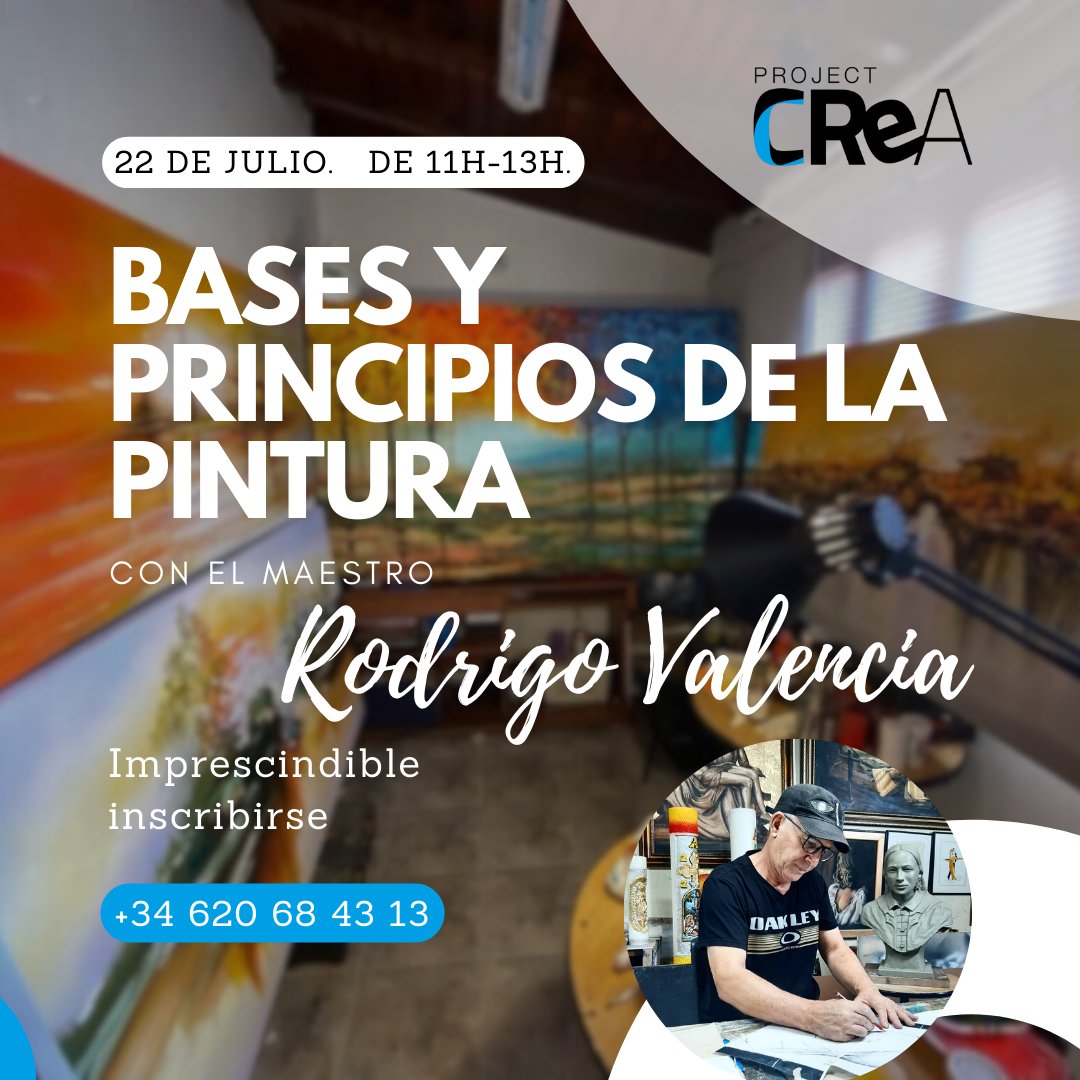 ProjectCReA's tweet photo. El sábado 22 de julio, tenemos un taller de bases y principios de la pintura con el maestro Rodrigo Valencia! https://t.co/7bOWnrXpCQ