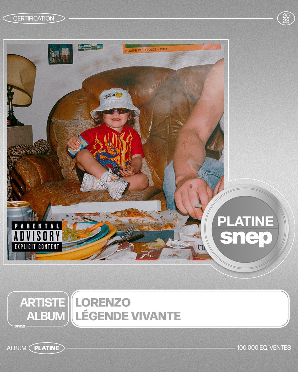 L’album « Légende vivante » de Lorenzo est certifié Platine ! 💿 100 000 équivalents ventes 📈 Bravo ! 👏