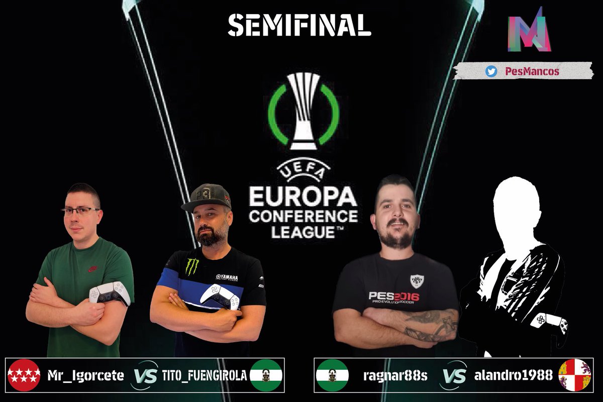 Y por ultimo tenemos las Semifinales de la UEFA CONFERENCE LEAGUE donde los nuevos vienen apretando fuerte
#Mr_Igorcete
#TITO_FUENGIROLA
<a href="/ZeusLinares24/">GOLES EFOOTBALL2o23</a> 
#anandro1988

Suerte a los cuatro.
#eFootball2023