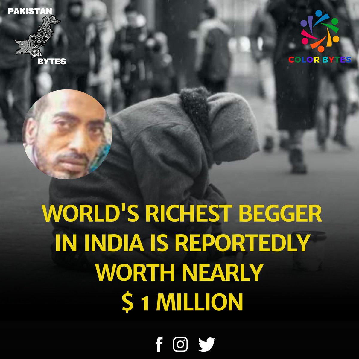 PakistanBytes's tweet photo. An Indian man in Mumbai, known as the 'world's richest beggar,' has gained attention for his estimated net worth of over $1 million!

Facebook &amp; Instagram: @pakistanbytes

#pakistanbytes #india #beggingchallenge #worldrichestbegger #colorbytes https://t.co/JfbRr5nGwp