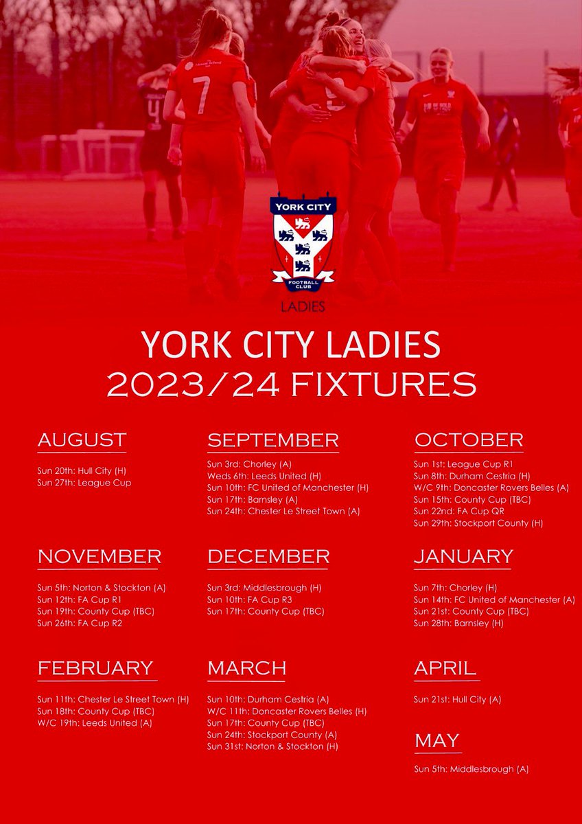 York City Ladies FC on Twitter "📅 Our 2023/24 FAWNL fixtures have now