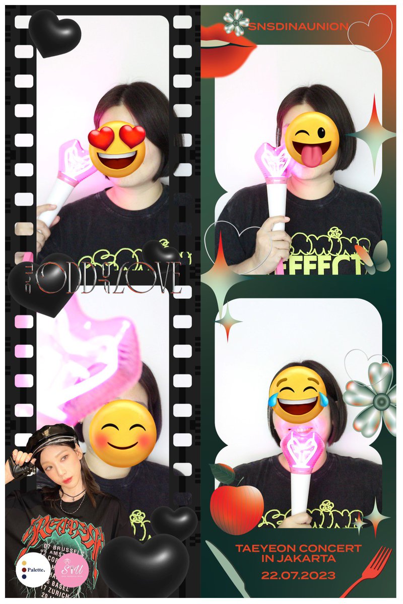 fanny_riyanti's tweet photo. Just went to #Taeyeon #TheODDOfLOVE_in_JAKARTA photobooth event organized by @SNSDINAUNION and @palette__id Brought my GG Bong and tried both templates
My t-shirt ofc from #BeamingEffect 😆😬 #SONE https://t.co/cGntYpf6kN
