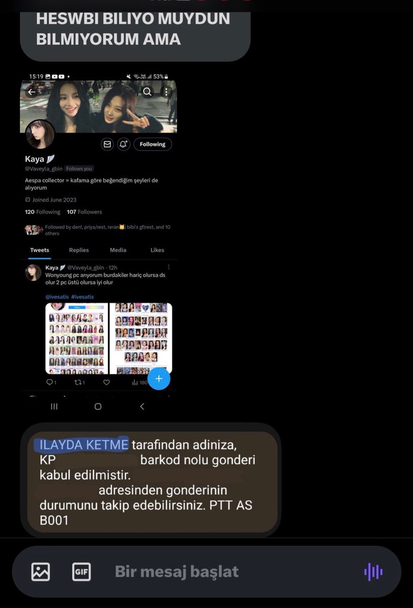 collect0325's tweet photo. Upp dolandırıcımız yeni hesap açmışş‼️‼️‼️

@/ Vaveyla_gbin isimli kullanıcıdan bir şey almadan önce @/ rabid_pq isimli hesabın ifşalarını okuyabilirsinizz‼️‼️ 

İlayda Ketmenin bir kişiyi daha dolandırmasına izin vermicem ya 

@cctimewaster https://t.co/6edb3JKXMj