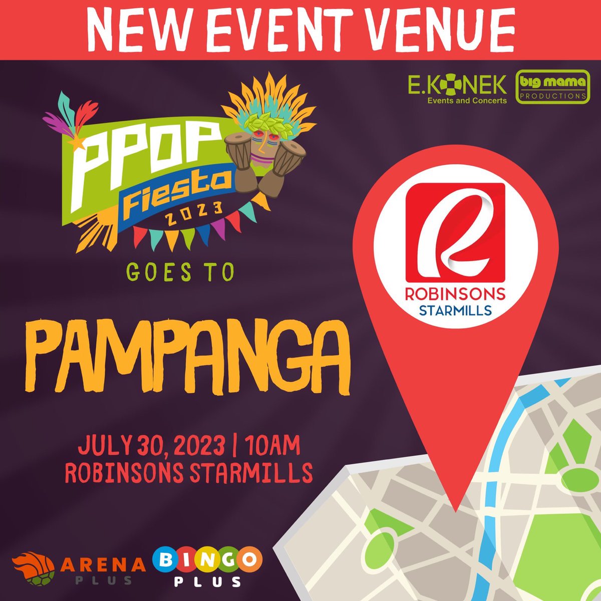 Change of Venue Announcement.

Due to unforeseen circumstances. The organizers will move the venue of PPOP Fiesta Tour 2023 Pampanga on July 30, 2023 from Robinson's Angeles to Robinson's Starmills.

We apologize for any inconvenience this may have caused.

Hope to see you there!
