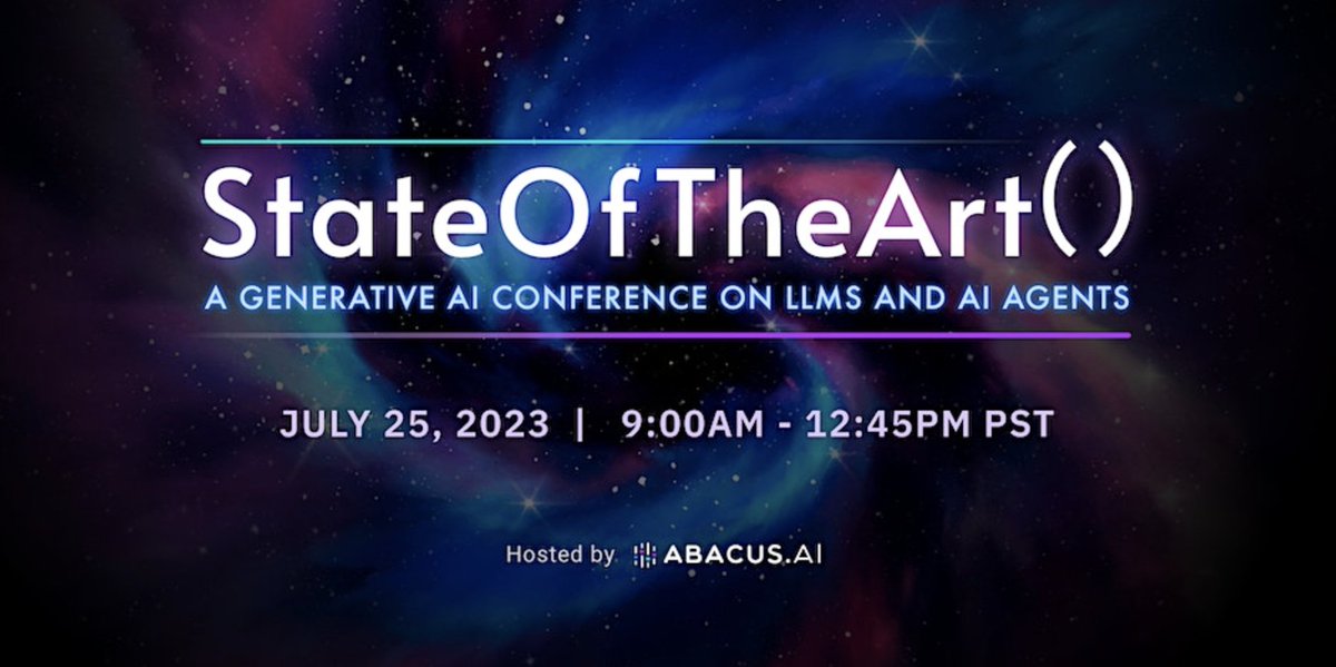 A good conference can teach you in hours what might take months to learn.

StateOfTheArt() is a FREE hands-on AI conference hosted by AbacusAI!

It covers:
- LLMs
- AI Agents
- Custom LLMs in Enterprise AI
- Applying Gen-AI in the real world

Register for FREE:…