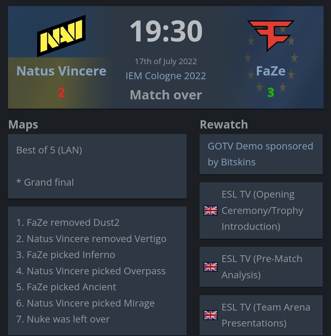 Bleh on Twitter "Exactly a year ago. One of the greatest ever matches in CS history."