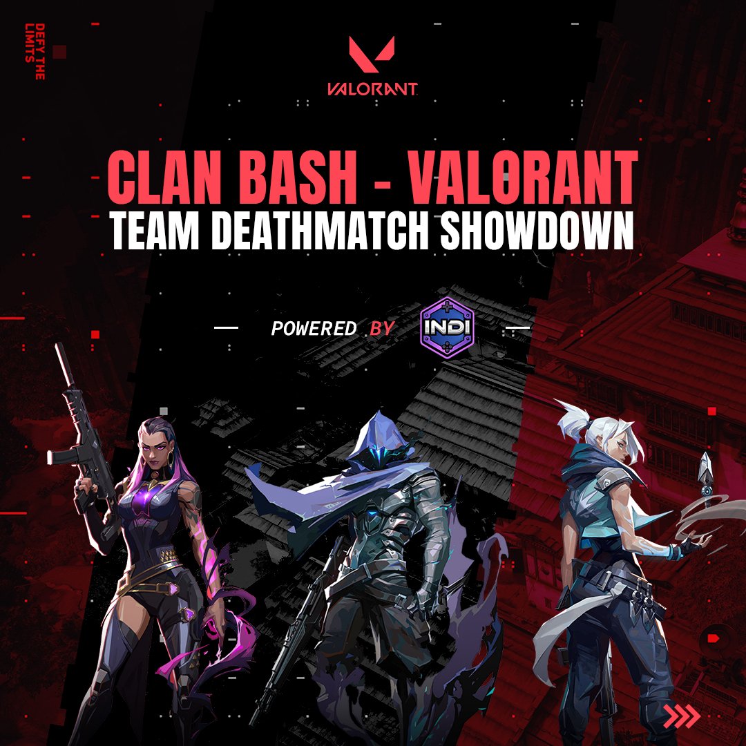 KGeN_Community's tweet photo. 💫Gear up IndiGG Fam!

The highly anticipated CLAN BASH: VALORANT - Team Deathmatch Showdown - is here!

Get ready to defy the limits!

Visit the following link to get started - https://t.co/cpd5Kitrrk

#ClanBash #VALORANT #WeAreIndiGG https://t.co/k3znoXik5a