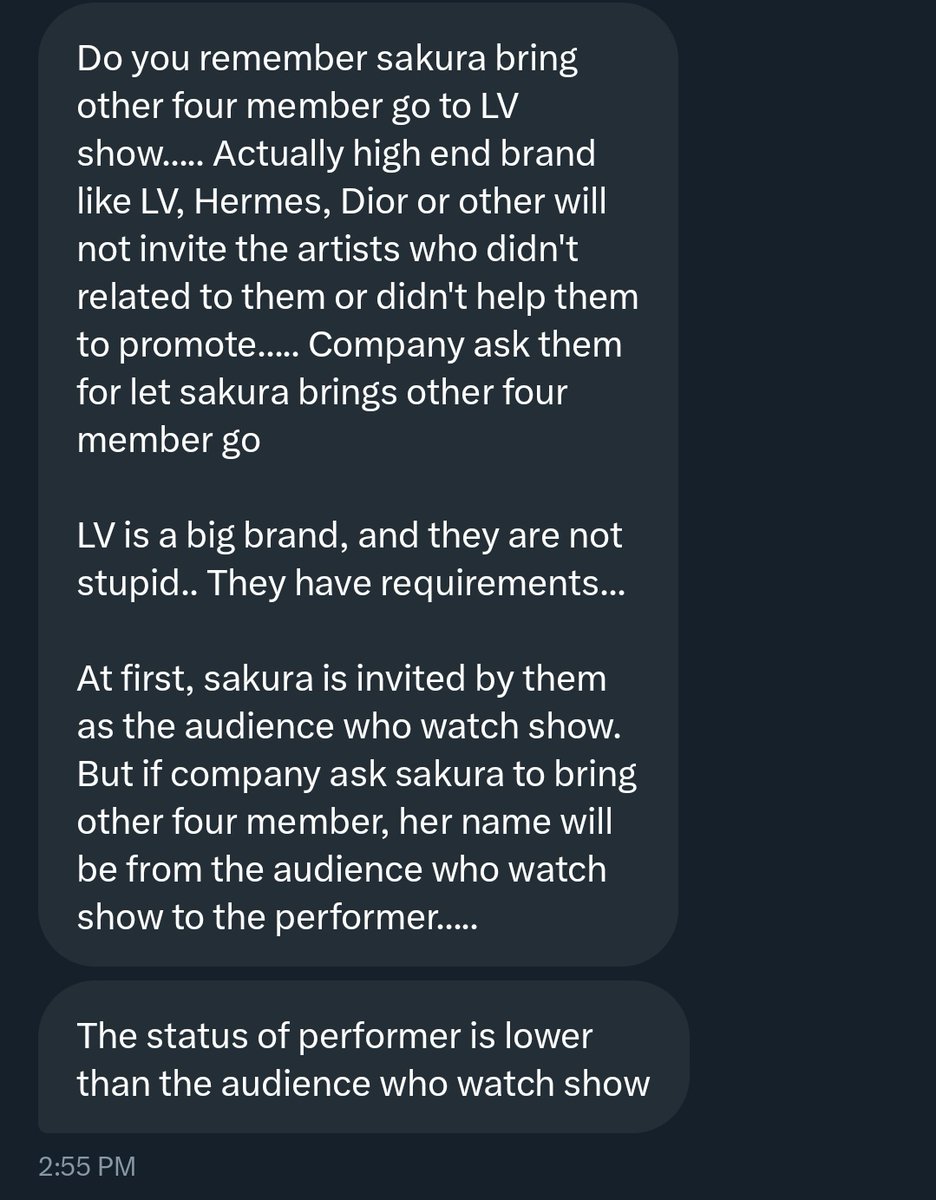 milkkura39's tweet photo. Just because Soumu thought it was for the group so they regretted it &amp; declined Sakura's LV solo invitation?! They only allowed if they invited the whole group! While it's only chance for her to get solo brand deal. What a silly company want to sabotage her so bad. disgusting!😑 https://t.co/iClRWSatVX