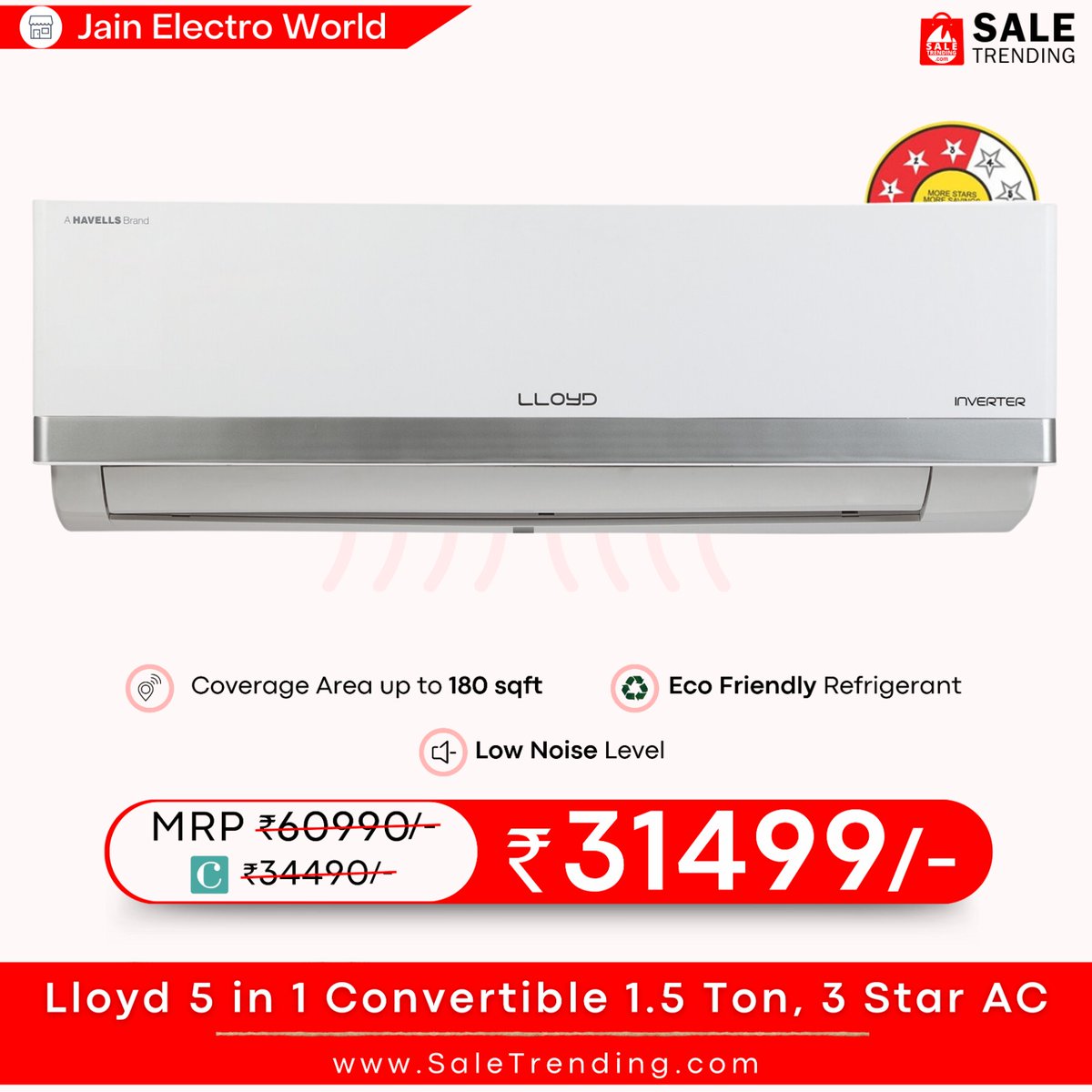 SaleTrending's tweet image. Grab an exclusive discount on Lloyd's 1.5-ton Split AC🔥
Don't miss out on this amazing deal💰
.
🛒Product Link 
saletrending.com/sale_detail?co…
.
Visit : saletrending.com for more exciting offers.🔥🔥
.
#airconditioner #splitac #ac #llyod #sale #deal #saletrending