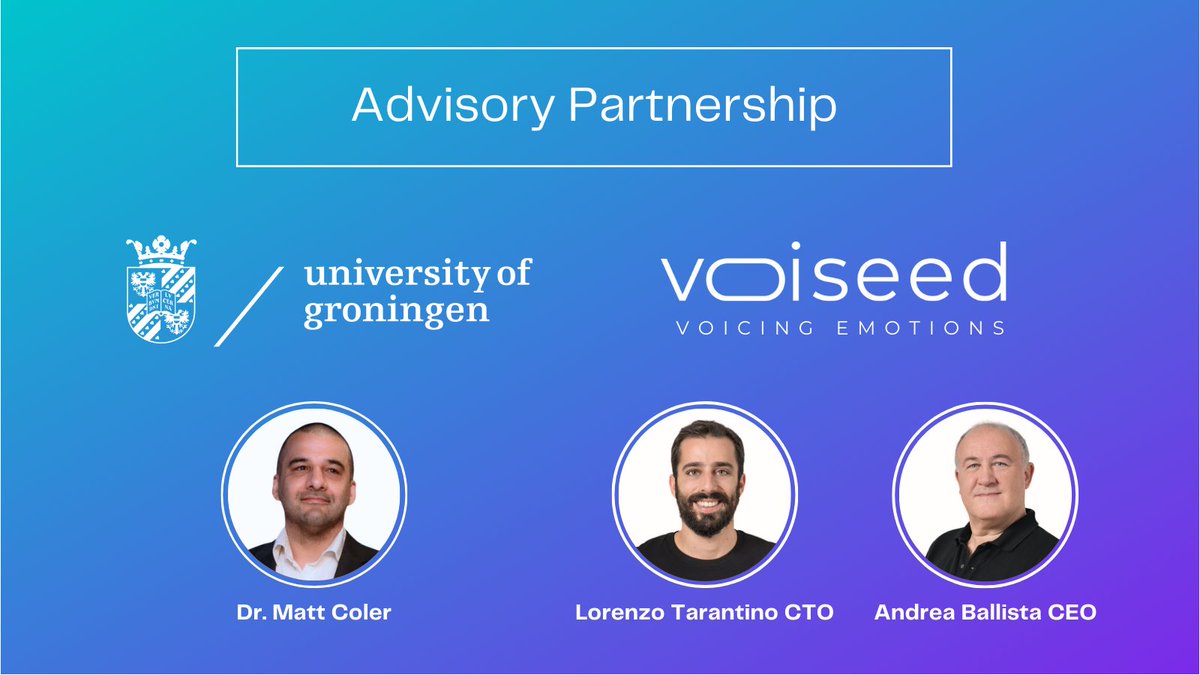 VOISEED_AI's tweet photo. Voiseed announces Advisory Partnership with Professor Matt Coler @mlcoler and Universty of Groningen @univgroningen 
https://t.co/tPdWaK5RB5 https://t.co/7wjeSe3tjJ
