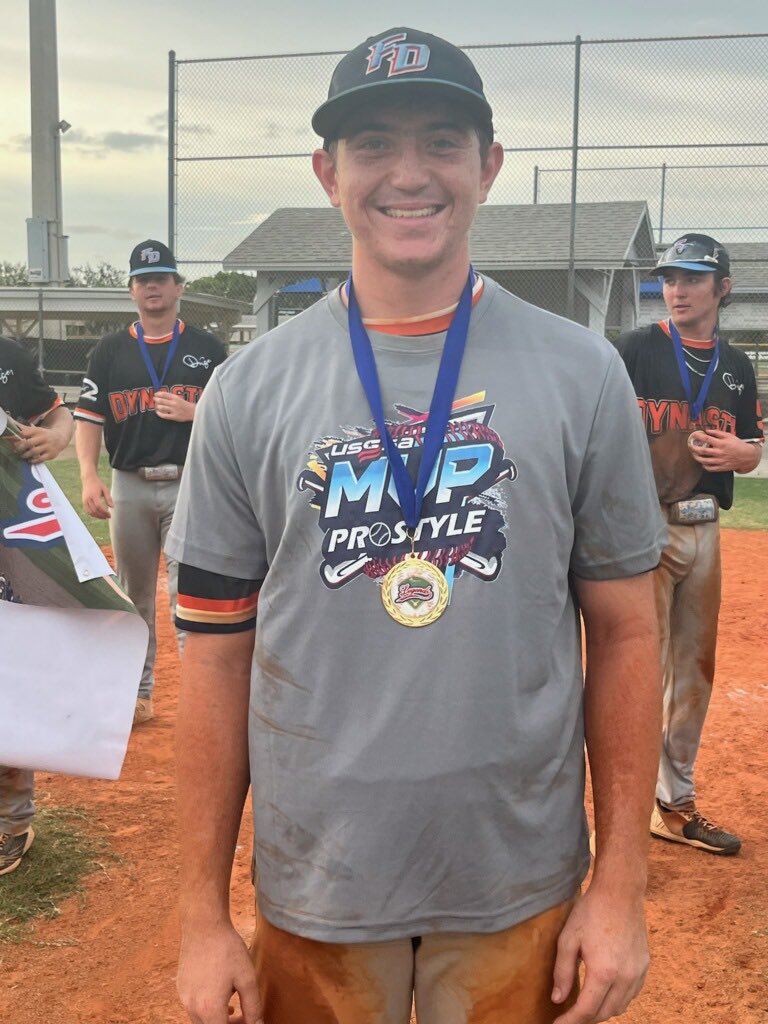 Hayden_McSwane's tweet photo. 18U USSSA tournament 

5-8 with a 2 run home-run, and a double, 5 RBIs with 2 walks and a hit by pitch twice 

4.2 innings pitched 0 ERA 0 Hits

Tournament MVP https://t.co/2BgcsPB4Gy