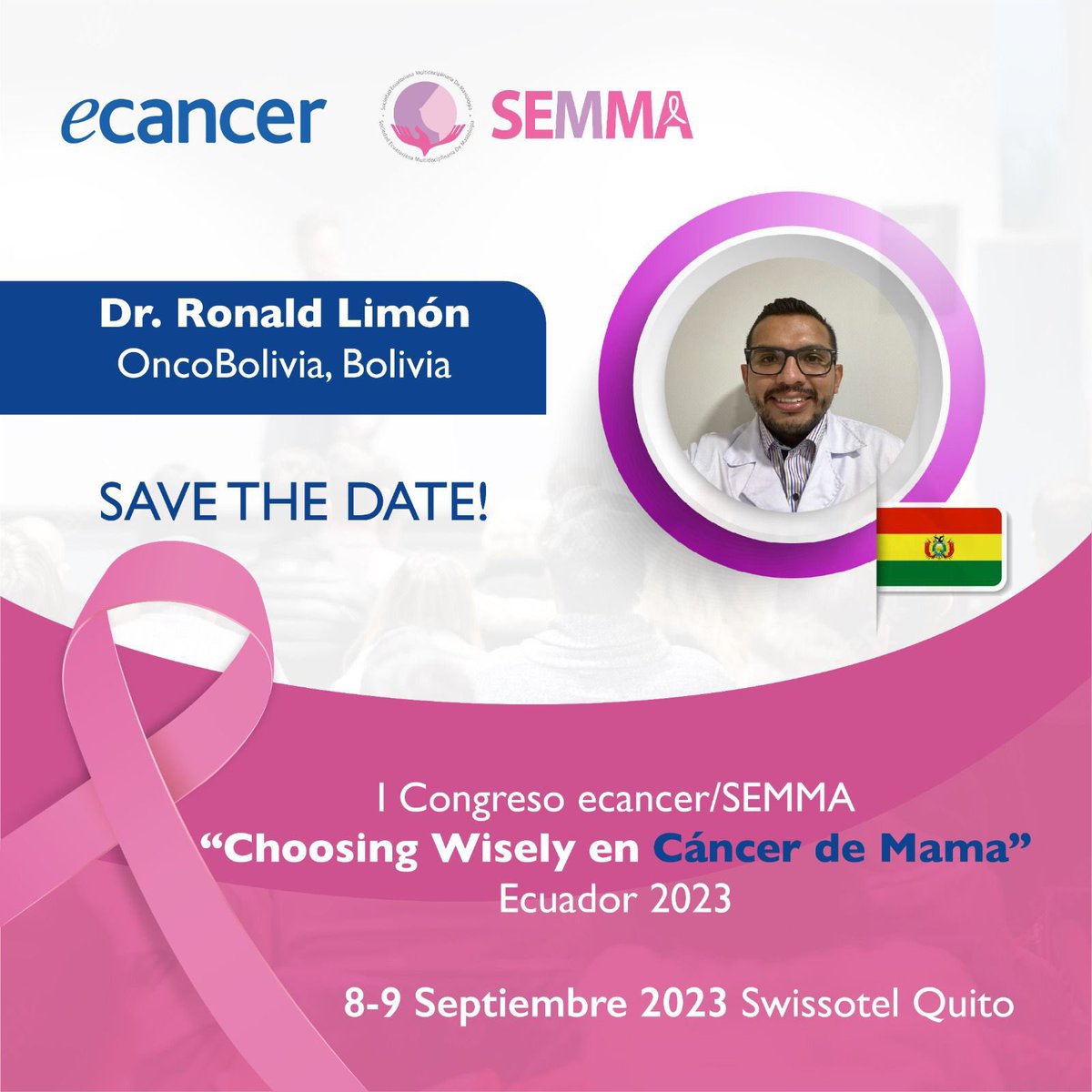 I Congreso Choosing Wisely en Cancer de Mama en Ecuador.
08 y 09 de septiembre, Quito 
#ENDcancer #Latinosinoncology #Choosingwiselyinbreastcancer