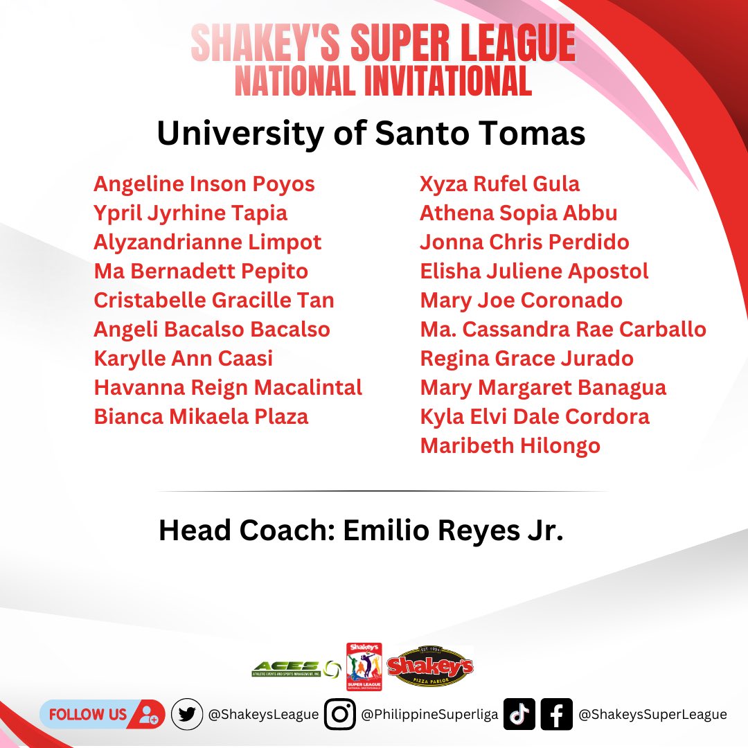 ShakeysLeague's tweet image. University of Santo Tomas lineup in #SSLNationalInvitational

#ShakeysSuperLeague