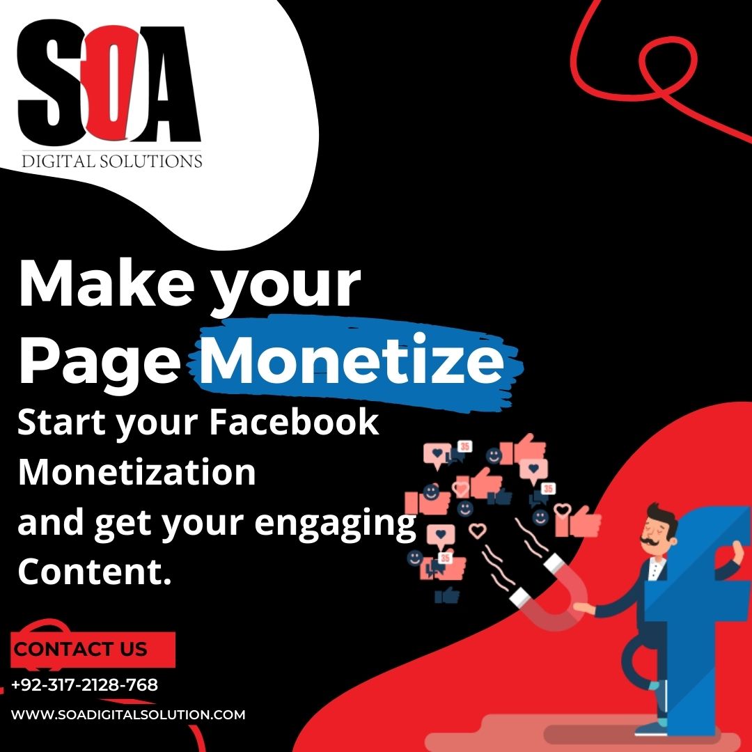 SOADigitalSol's tweet image. Unlock the potential of Facebook monetization and start monetizing your engaging content. 💰 

#soadigitalsolution #FacebookMonetization #ContentCreators