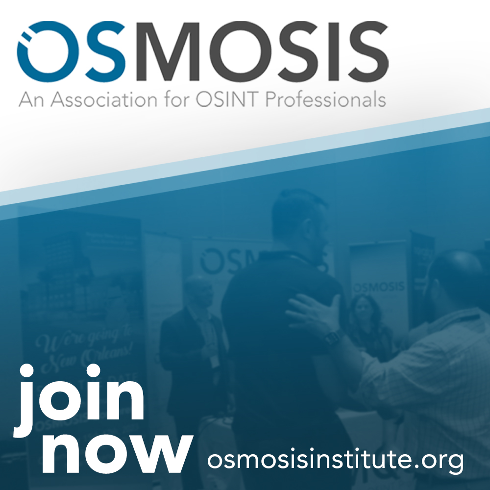 osmosiscon's tweet photo. OSMOSIS is here. Hear from our Association President commemorating our launch, and learn more > https://t.co/EWc6o34sc4
#osmosis #osintforgood #osint #intelligence #investigations #cybersecurity #osmosiscon #metagras https://t.co/202xkCiRA4