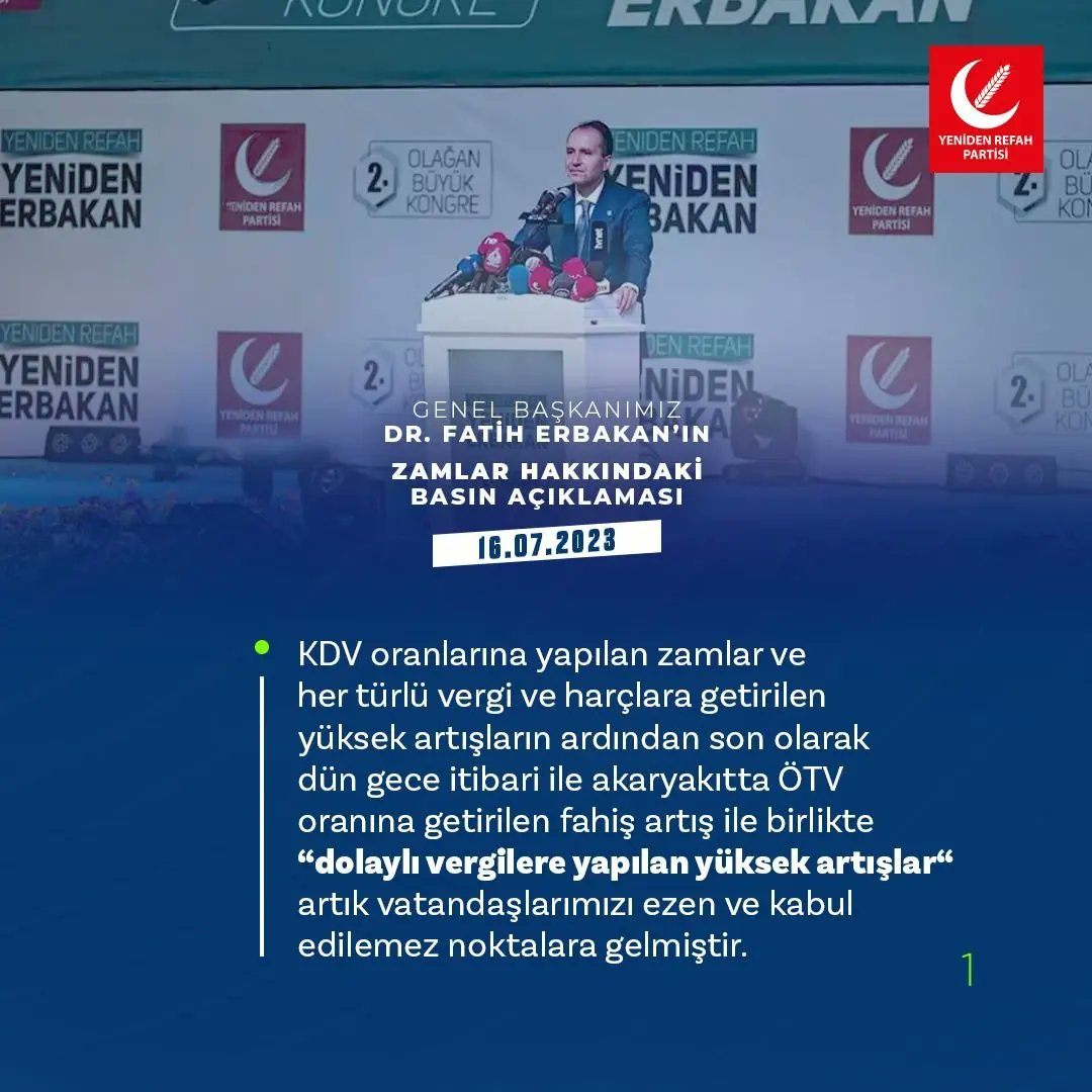 Doğruya doğru yanlışa yanlış demeye devam edeceğiz #Yenidenrefahpartisi