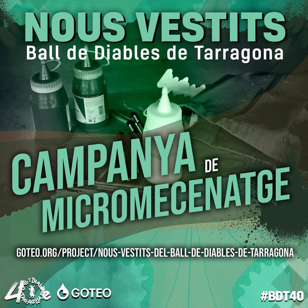 Col·labora amb la campanya de micromecenatge per a la renovació dels vestits que es presentaran el proper mes de setembre per #SantaTecla2023.
𝗘𝗻𝘁𝗿𝗲 𝘁𝗼𝘁𝘀 𝗵𝗼 𝗵𝗲𝗺 𝗱𝗲 𝗳𝗲𝗿 𝗽𝗼𝘀𝘀𝗶𝗯𝗹𝗲!
QUEDEN 9 DIES!! 

👉🏻goteo.org/project/nous-v…

#BDT40
 #diablesdetarragona