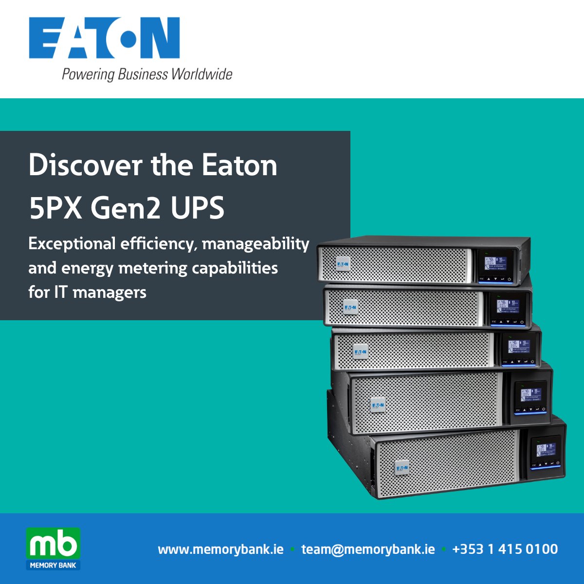 Memory_Bank_Ire's tweet image. Eaton’s 5PX Gen2 1-3kVA UPS helps improve manageability and energy metering capabilities for better IT decision-making.

Download the data sheet to learn more: ow.ly/YlLy50PcFWg

#ITReseller #Eaton #Technology #UPS #ITInfrastructure #PowerProtection #5PXGen2 #5PX
