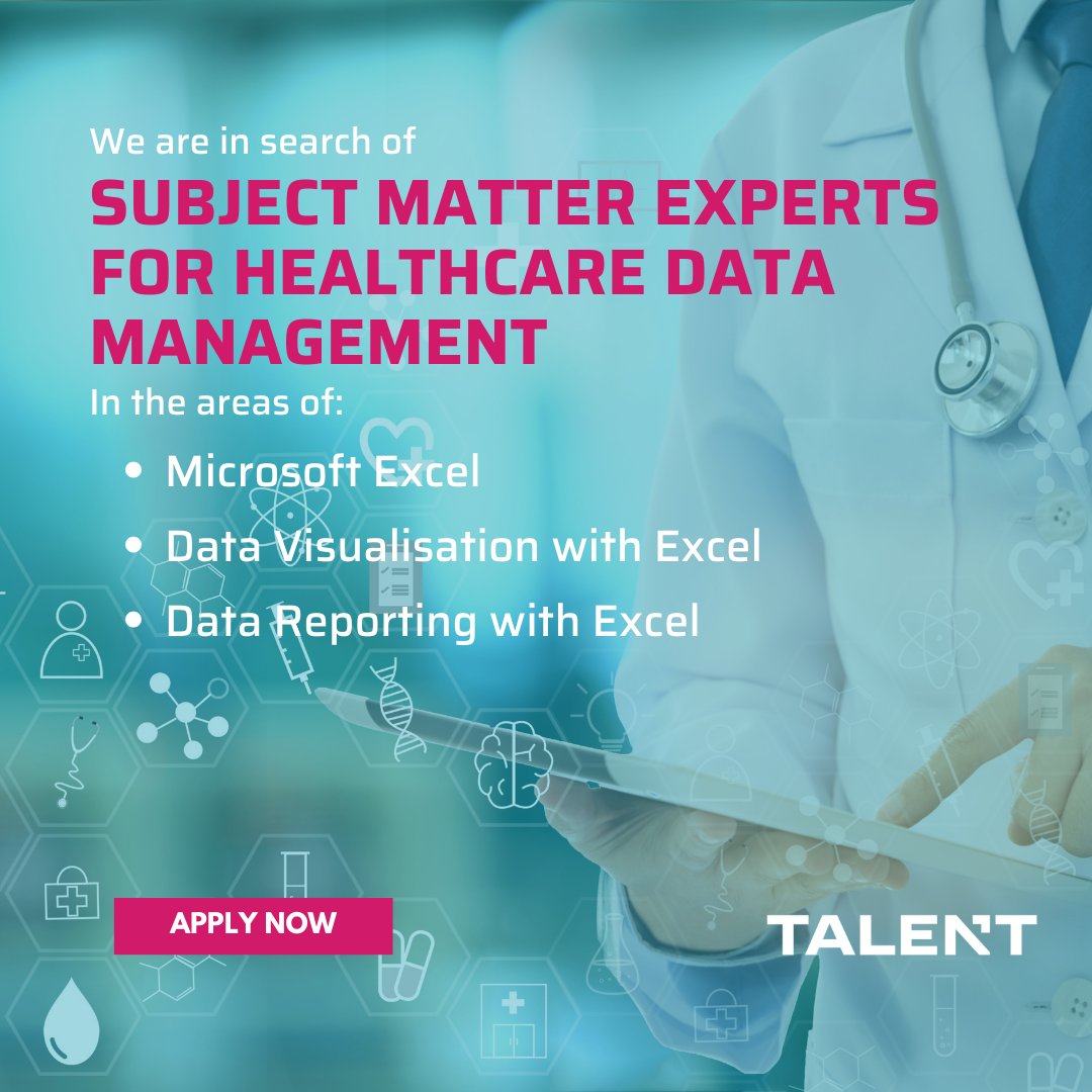 We Want You! 📣

TALENT is seeking Subject Matter Experts (SME) for healthcare data management in three areas. If you are interested, apply today! We have immediate opportunities available.

Apply via email michelle@ontariotechtalent.ca with subject line ‘Subject Matter Expert’.