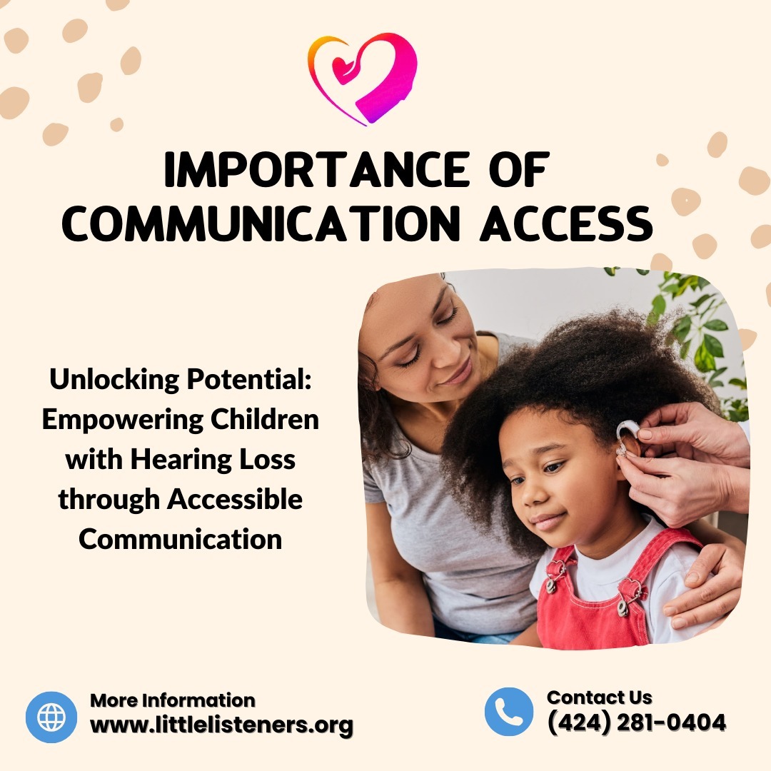 🔊 Importance of Communication Access 

👂🏼 When it comes to children with hearing loss, accessible communication is the key to unlocking their full potential. 

Website : littlelisteners.org

#CommunicationAccess #HearingLossAwareness #EqualOpportunities #InclusionMatters
