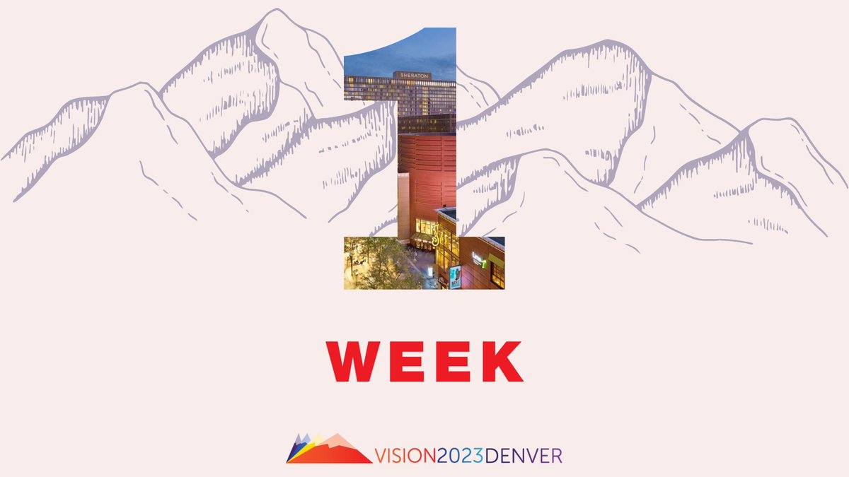 Vision2023DEN's tweet photo. Only one week until Vision 2023 Denver! Click here to see the event program, plan things to do in Denver and find last minute details!
https://t.co/pFTvwl0J2f

We can't wait to see you! 👀 https://t.co/oNags3sAci