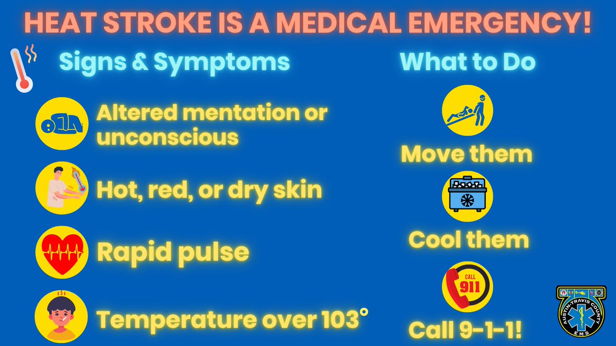 ATCEMS's tweet photo. #ATXHeat23 The @NWSSanAntonio has issued an Excessive Heat Warning for our area until 9pm Tues.
We know you know it's hot, but please be safe when spending time outdoors, not even native Texans are immune to heat-related illness!
Follow the tips in the graphics and #StayCoolATX! https://t.co/n7zjBWpRrP