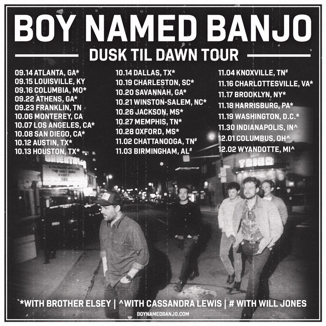 Introducing…DUSK TIL DAWN TOUR!!! 
The first of many exciting things coming this fall. Tickets on sale Friday. Don’t sleep on ‘em. 

This one’s gonna be special. Can’t wait to see y’all again! 

** For access to presale tickets, join our mailing list at boynamedbanjo.com/fanjo